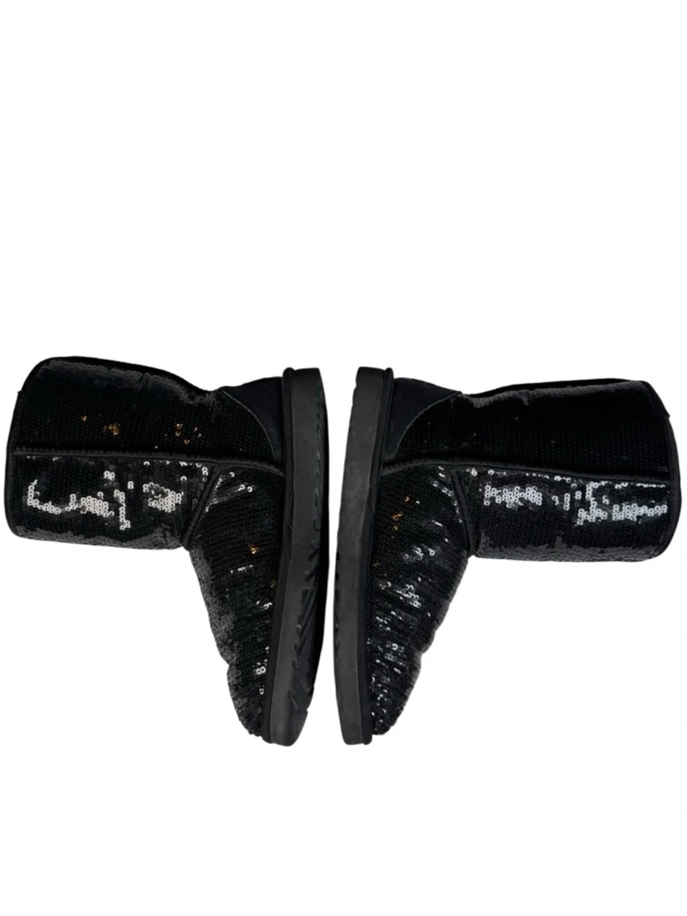 UGG Classic Short Sparkles Boots Black Sequin Sheepskin Sz 8 3161